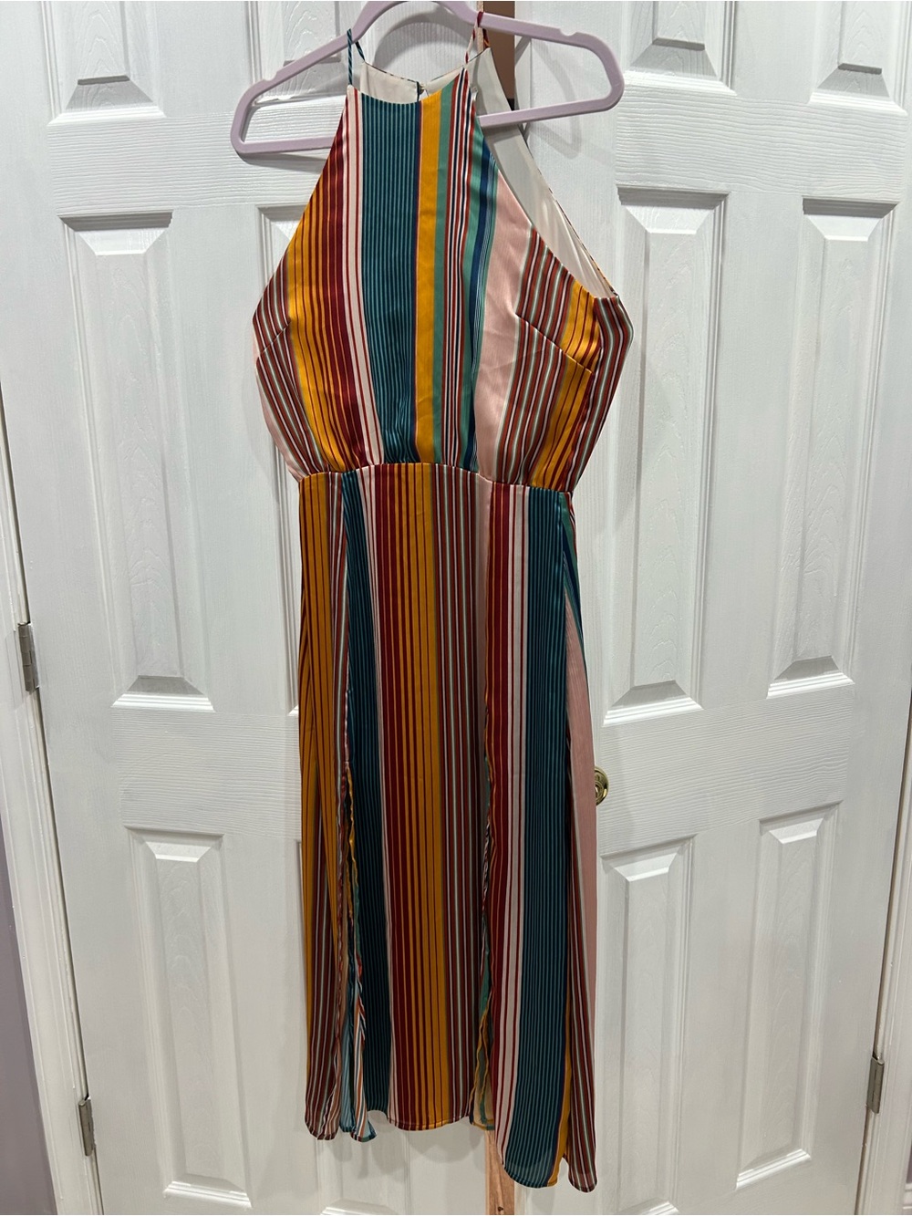 dRA Multicolor Striped Halter Maxi Dress